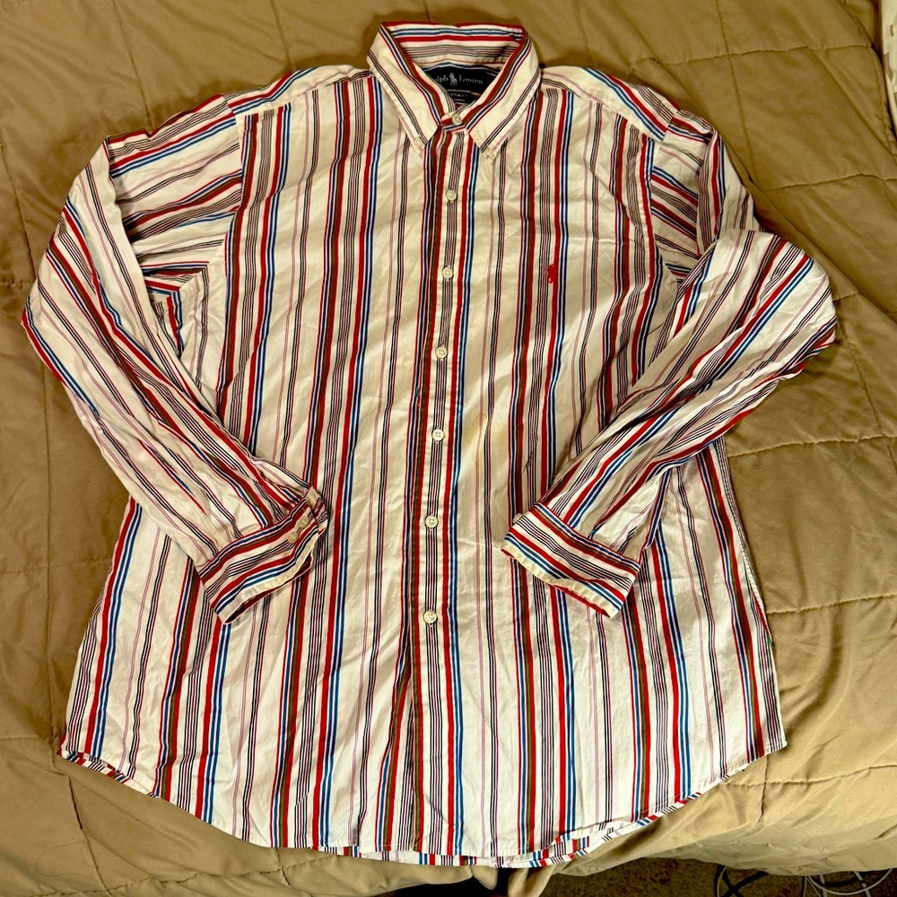 Polo Ralph Lauren men’s dress shirt stripes 16 1/2 34-35 EUC